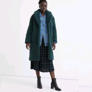 Madewell Resourced Sherpa Teddy Coat S Dark Green Spruce